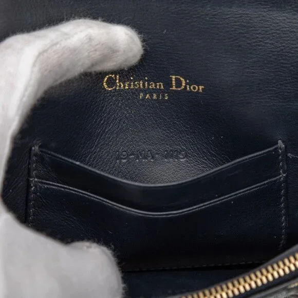 Dior Oblique Saddle Waist Bag Body Bag Shoulder Bag Beige Navy Canvas Leather - Picture 6 of 6